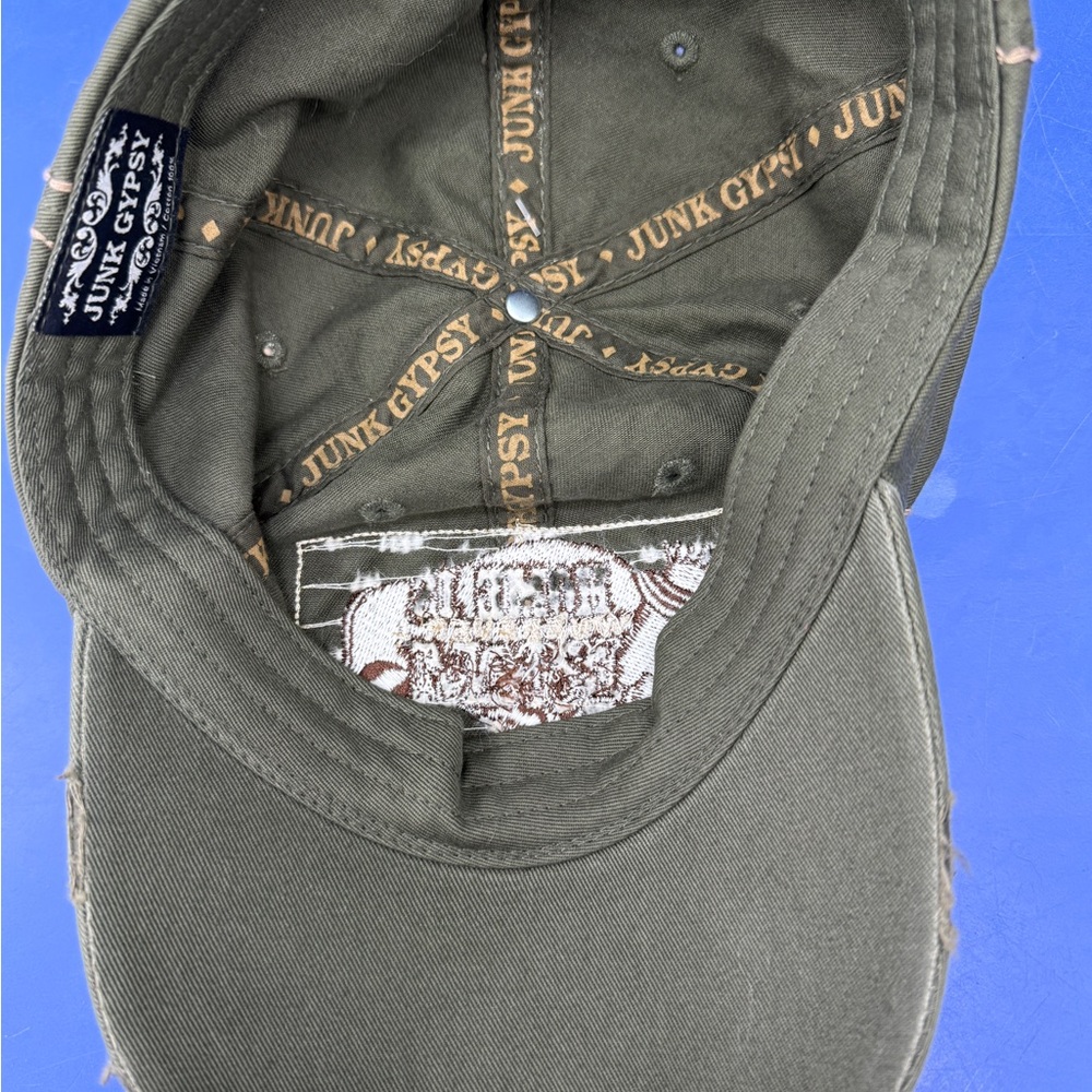 NWT Junk Gypsy Buckle Home Is Wherever I Roam Buffalo Distressed Hat Green JG015 - Picture 7 of 8